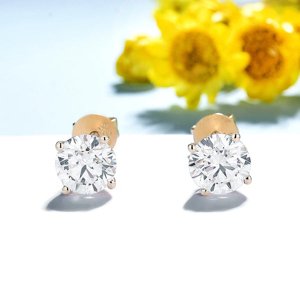 Kuololit 1.0CT IGI Lab Grown Diamond Earrings for Women Solid 18K 14K 10K Gold D VS1 Diamonds Jewelry for Party Christmas Gifts