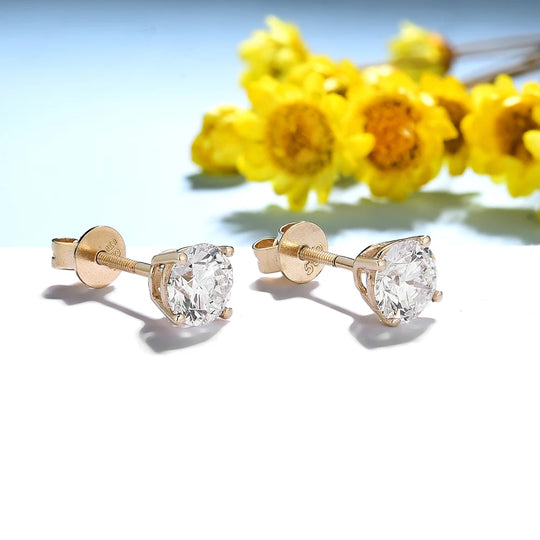 Kuololit 1.0CT IGI Lab Grown Diamond Earrings for Women Solid 18K 14K 10K Gold D VS1 Diamonds Jewelry for Party Christmas Gifts