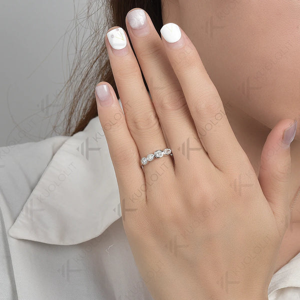 Kuololit 1.1ctw Moissanite Band 585 14K 10K White Gold Rings for Women Solitaire Luxury Ring for Engagement Custom Christmas