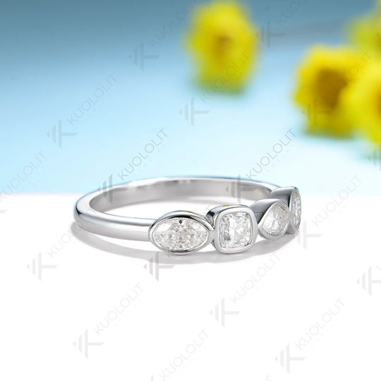 Kuololit 1.1ctw Moissanite Band 585 14K 10K White Gold Rings for Women Solitaire Luxury Ring for Engagement Custom Christmas