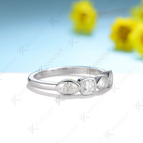 Kuololit 1.1ctw Moissanite Band 585 14K 10K White Gold Rings for Women Solitaire Luxury Ring for Engagement Custom Christmas