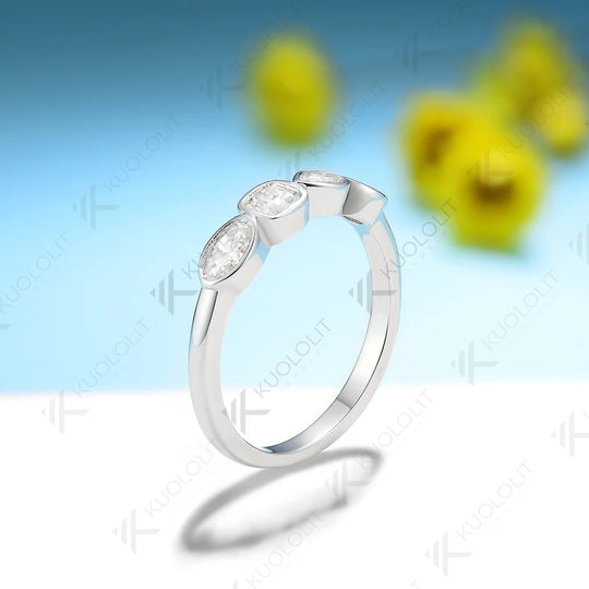 Kuololit 1.1ctw Moissanite Band 585 14K 10K White Gold Rings for Women Solitaire Luxury Ring for Engagement Custom Christmas