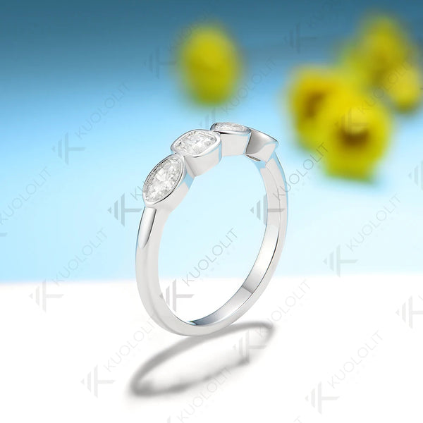 Kuololit 1.1ctw Moissanite Band 585 14K 10K White Gold Rings for Women Solitaire Luxury Ring for Engagement Custom Christmas