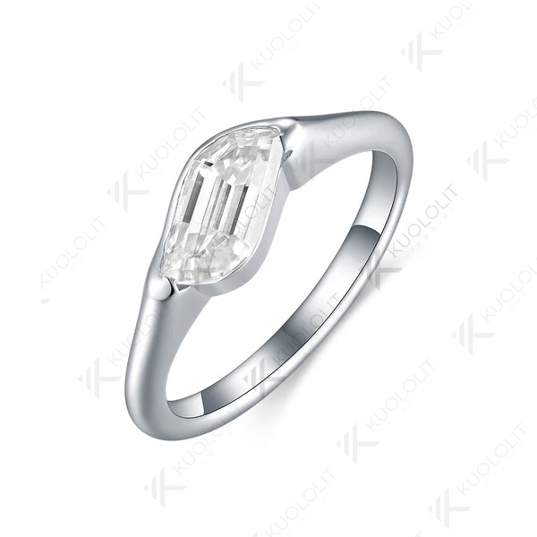 Kuololit 1.5ct Flame Cut Moissanite Rings for Women Solid 14K 10K 585 White Gold for Engagement Wedding Christmas Classsic New