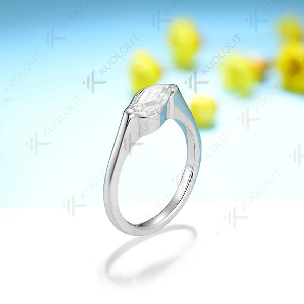 Kuololit 1.5ct Flame Cut Moissanite Rings for Women Solid 14K 10K 585 White Gold for Engagement Wedding Christmas Classsic New