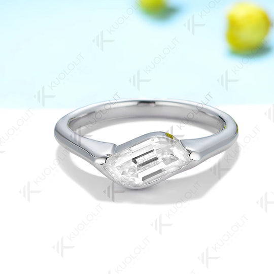 Kuololit 1.5ct Flame Cut Moissanite Rings for Women Solid 14K 10K 585 White Gold for Engagement Wedding Christmas Classsic New