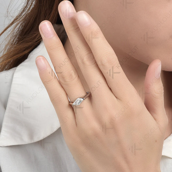 Kuololit 1.5ct Flame Cut Moissanite Rings for Women Solid 14K 10K 585 White Gold for Engagement Wedding Christmas Classsic New