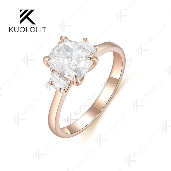 Kuololit 1.5ct Lab Grown Diamonds Rings for Women Solid 18K 10K 14K Rose Gold Vine for Anniversary Wedding Engagement Christmas
