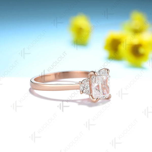 Kuololit 1.5ct Lab Grown Diamonds Rings for Women Solid 18K 10K 14K Rose Gold Vine for Anniversary Wedding Engagement Christmas
