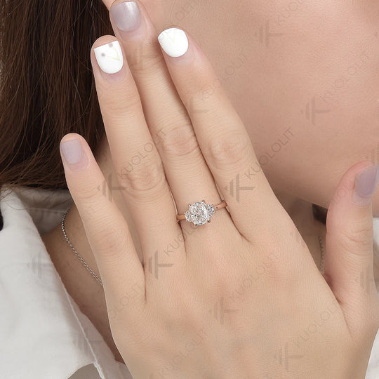 Kuololit 1.5ct Lab Grown Diamonds Rings for Women Solid 18K 10K 14K Rose Gold Vine for Anniversary Wedding Engagement Christmas