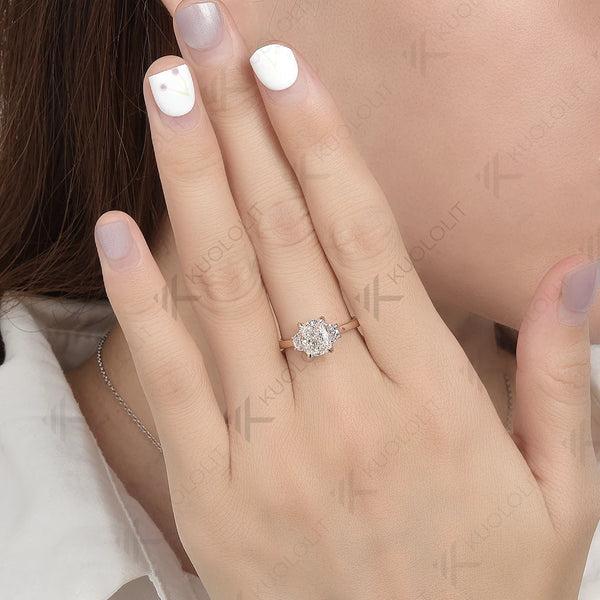 Kuololit 1.5ct Lab Grown Diamonds Rings for Women Solid 18K 10K 14K Rose Gold Vine for Anniversary Wedding Engagement Christmas