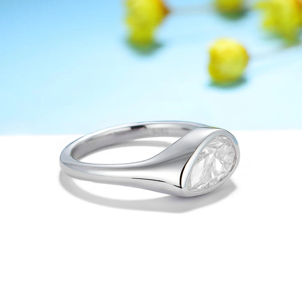 Kuololit 1.5ct Pear Cut Moissanite Rings for Women Solid 14K 10K 585 White Gold for Engagement Wedding Christmas Classsic New