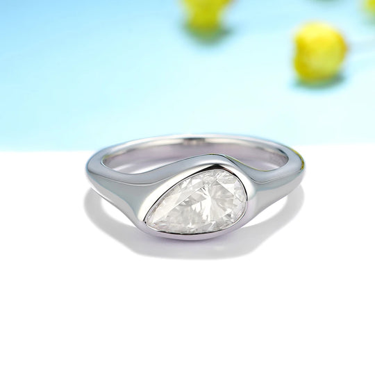Kuololit 1.5ct Pear Cut Moissanite Rings for Women Solid 14K 10K 585 White Gold for Engagement Wedding Christmas Classsic New