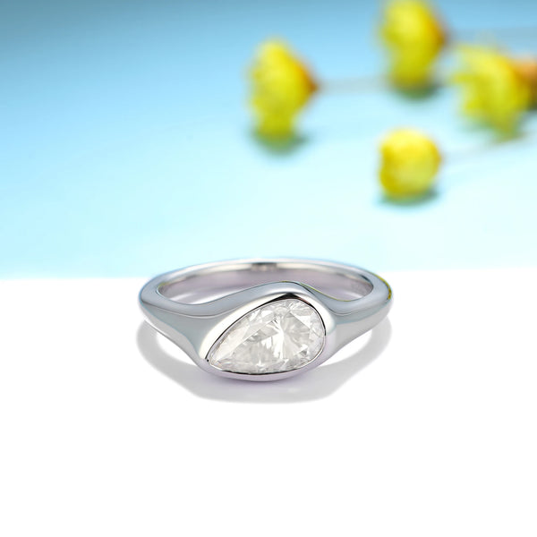 Kuololit 1.5ct Pear Cut Moissanite Rings for Women Solid 14K 10K 585 White Gold for Engagement Wedding Christmas Classsic New