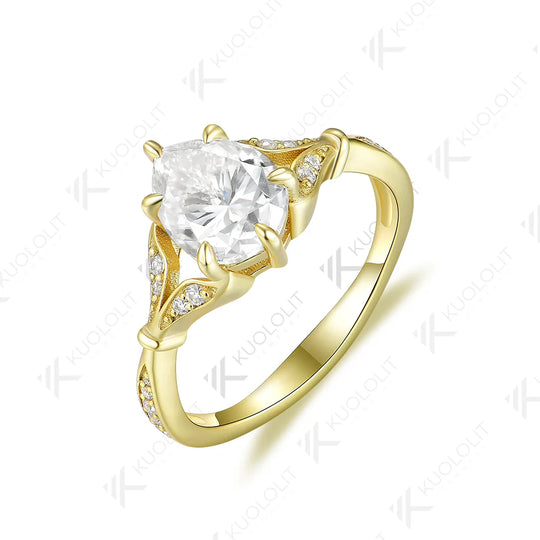Kuololit 1.8ct Pear Cut Moissanite 18K 14K 10K 585 Yellow Gold Rings for Women Pear D/VVS Moissanite Luxury Ring for Engagement