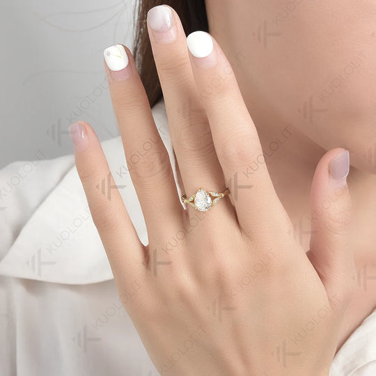 Kuololit 1.8ct Pear Cut Moissanite 18K 14K 10K 585 Yellow Gold Rings for Women Pear D/VVS Moissanite Luxury Ring for Engagement