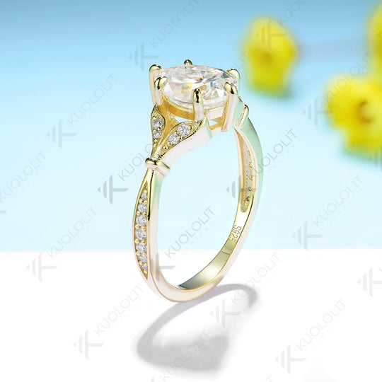 Kuololit 1.8ct Pear Cut Moissanite 18K 14K 10K 585 Yellow Gold Rings for Women Pear D/VVS Moissanite Luxury Ring for Engagement