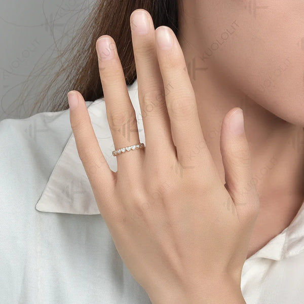 Kuololit 1CT Lab Grown Diamond Rings for Women Solid 14K 10K 585 White Gold for Engagement Wedding Christmas Classsic New