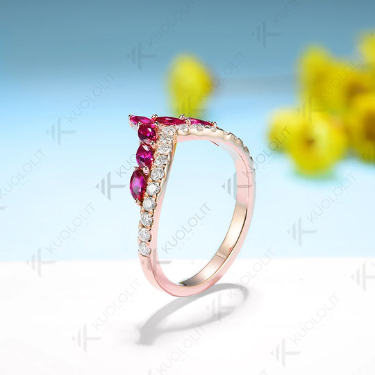 Kuololit 1CTW Lab Grown Ruby and Moissanite Rings for Women Men Solid 14K 10K Silver Yellow Gold Band Ring for Wedding Christmas
