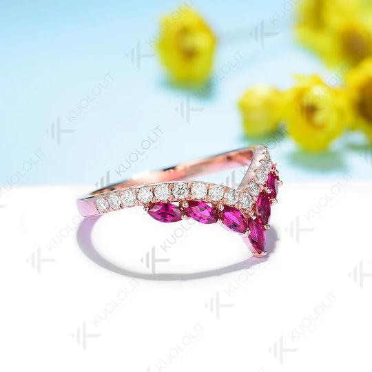 Kuololit 1CTW Lab Grown Ruby and Moissanite Rings for Women Men Solid 14K 10K Silver Yellow Gold Band Ring for Wedding Christmas