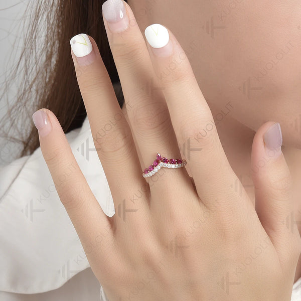 Kuololit 1CTW Lab Grown Ruby and Moissanite Rings for Women Men Solid 14K 10K Silver Yellow Gold Band Ring for Wedding Christmas