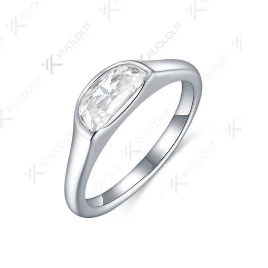 Kuololit 1ct Half Moon Cut Moissanite Rings for Women Solid 14K 10K 585 White Gold for Engagement Wedding Christmas Classsic New
