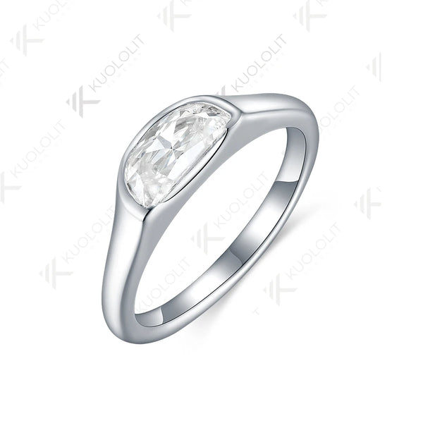Kuololit 1ct Half Moon Cut Moissanite Rings for Women Solid 14K 10K 585 White Gold for Engagement Wedding Christmas Classsic New