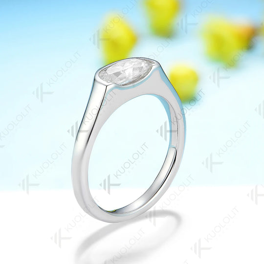 Kuololit 1ct Half Moon Cut Moissanite Rings for Women Solid 14K 10K 585 White Gold for Engagement Wedding Christmas Classsic New