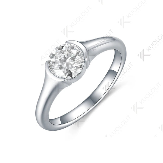 Kuololit 1ct Round Moissanite Rings for Women Solid 14K 10K 585 White Gold for Engagement Wedding Christmas Classsic New Gifts