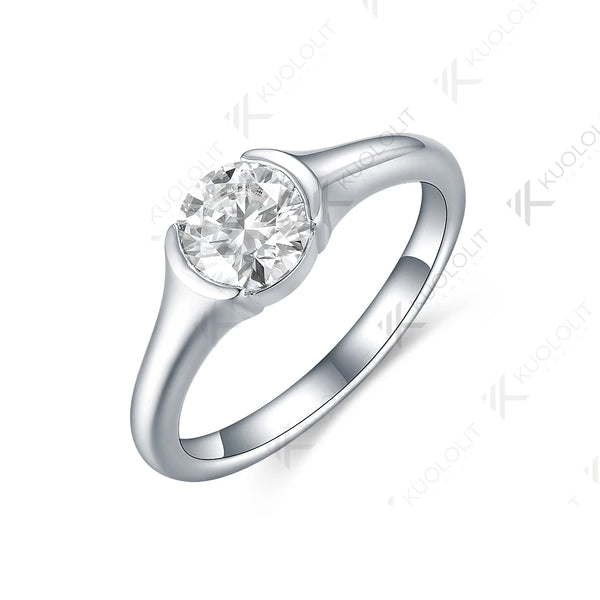 Kuololit 1ct Round Moissanite Rings for Women Solid 14K 10K 585 White Gold for Engagement Wedding Christmas Classsic New Gifts