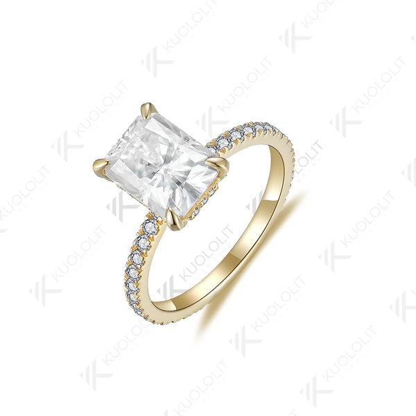 Kuololit 2.5ct Raddiant Cut Rings for Women Solid PT950 14K 10K 925 Silver Yellow Gold for Anniversary Engagement Christmas Gift