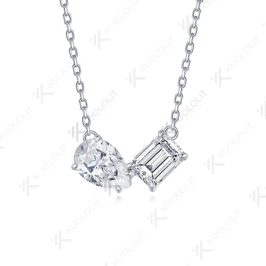 Kuololit 2.5ctw Moissanite Necklace for Women Solid 10K 14K 18K 925 Sliver Classic Pendant with Chain for Engagement Christmas