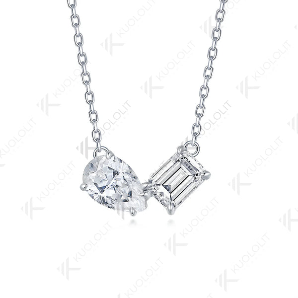 Kuololit 2.5ctw Moissanite Necklace for Women Solid 10K 14K 18K 925 Sliver Classic Pendant with Chain for Engagement Christmas