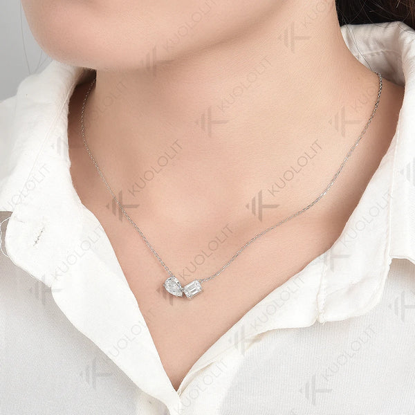 Kuololit 2.5ctw Moissanite Necklace for Women Solid 10K 14K 18K 925 Sliver Classic Pendant with Chain for Engagement Christmas