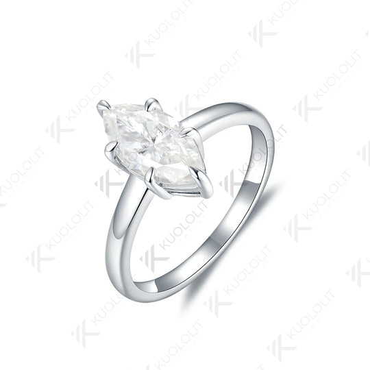 Kuololit 2CT Marquise Moissanite Ring 14K10K White Gold Rings for Women Solitaire Ring for Promise Anniversary Christmas Gift