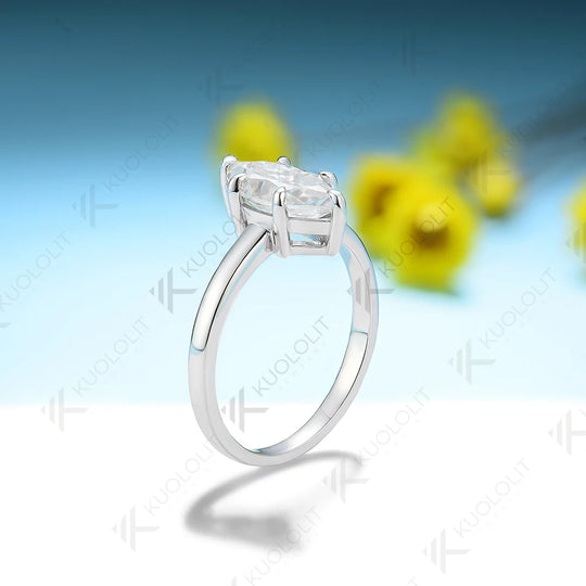 Kuololit 2CT Marquise Moissanite Ring 14K10K White Gold Rings for Women Solitaire Ring for Promise Anniversary Christmas Gift