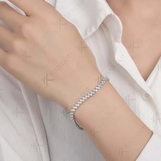 Kuololit 3CTW Lab Grown Diamond Bracelets for Women Men Soild 585 10K 14K Silver Yellow Gold for Engagement Wedding Christmas