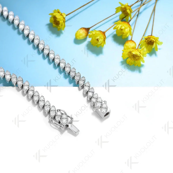 Kuololit 3CTW Lab Grown Diamond Bracelets for Women Men Soild 585 10K 14K Silver Yellow Gold for Engagement Wedding Christmas