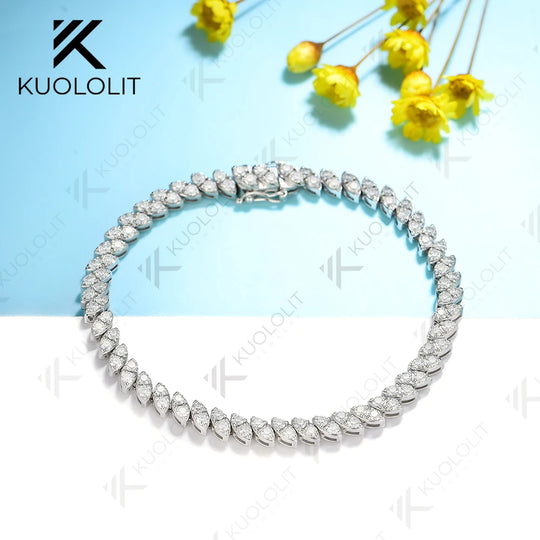 Kuololit 3CTW Lab Grown Diamond Bracelets for Women Men Soild 585 10K 14K Silver Yellow Gold for Engagement Wedding Christmas