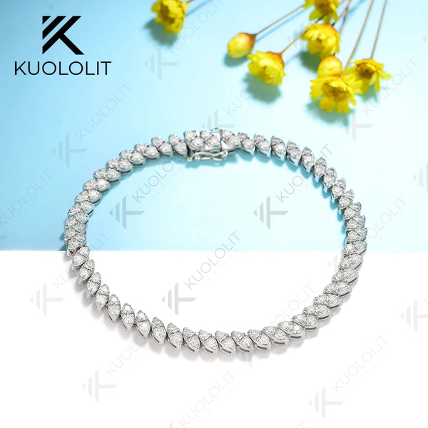 Kuololit 3CTW Lab Grown Diamond Bracelets for Women Men Soild 585 10K 14K Silver Yellow Gold for Engagement Wedding Christmas