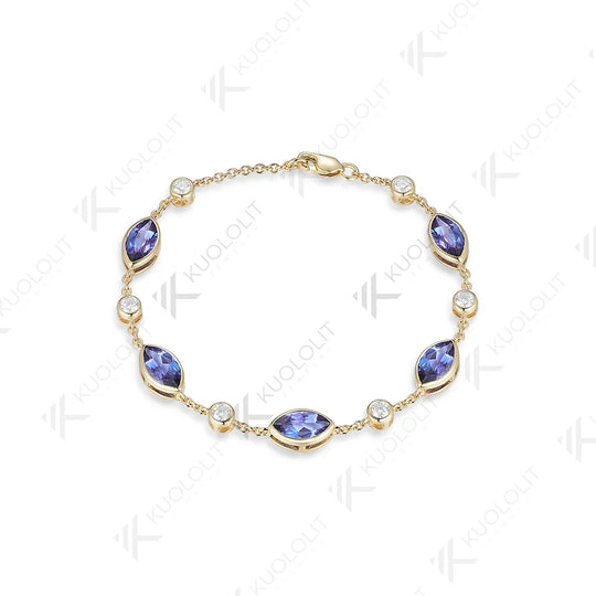 Kuololit 4CTW Lab Grown Alexandrite and Moissanite Bracelets for WomenSoild 585 18K 10K Gold Adjustable Chains for Christmas New