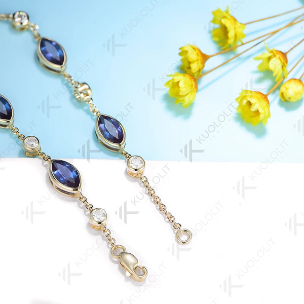 Kuololit 4CTW Lab Grown Alexandrite and Moissanite Bracelets for WomenSoild 585 18K 10K Gold Adjustable Chains for Christmas New