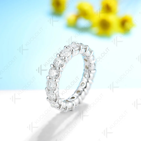 Kuololit 5.4ctw Moissanite Band Solid 14K 10K White Gold Moissanite Ring for Women Matching Full Eternity Engagement Christmas