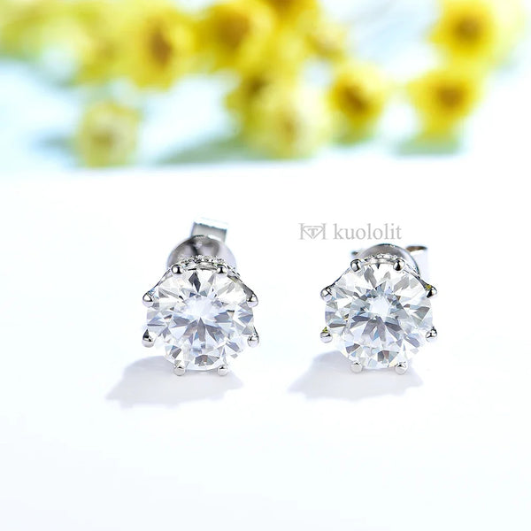 Kuololit 1CT 18K 14K Gold Moissanite Stud Earrings for Women Solid Au 750 585 Gold D/VVS1 Color Diamonds Earrings Fine Jewelry