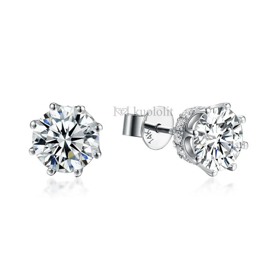 Kuololit 1CT 18K 14K Gold Moissanite Stud Earrings for Women Solid Au 750 585 Gold D/VVS1 Color Diamonds Earrings Fine Jewelry