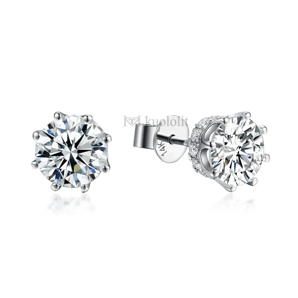 Kuololit 1CT 18K 14K Gold Moissanite Stud Earrings for Women Solid Au 750 585 Gold D/VVS1 Color Diamonds Earrings Fine Jewelry