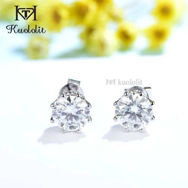Kuololit 1CT 18K 14K Gold Moissanite Stud Earrings for Women Solid Au 750 585 Gold D/VVS1 Color Diamonds Earrings Fine Jewelry