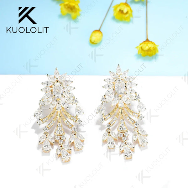 Kuololit 7.5ctw Moissanite Earrings for Women 14K 10K Solid Gold Yellow Gold Silver Clip Hoop for Party Christmas Classic Luxury