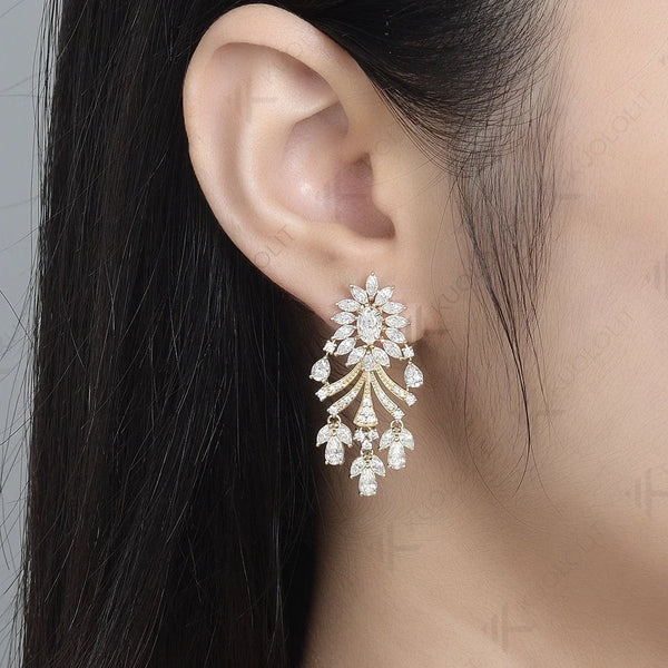 Kuololit 7.5ctw Moissanite Earrings for Women 14K 10K Solid Gold Yellow Gold Silver Clip Hoop for Party Christmas Classic Luxury