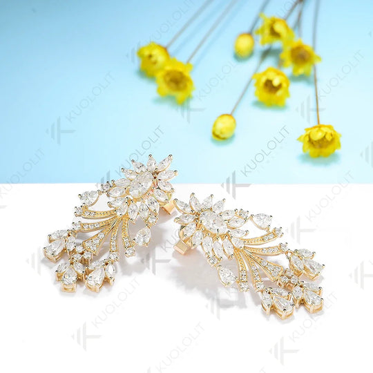 Kuololit 7.5ctw Moissanite Earrings for Women 14K 10K Solid Gold Yellow Gold Silver Clip Hoop for Party Christmas Classic Luxury